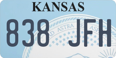 KS license plate 838JFH