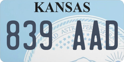 KS license plate 839AAD