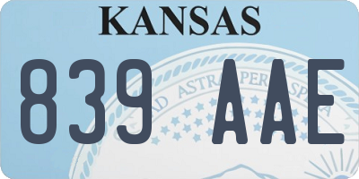 KS license plate 839AAE