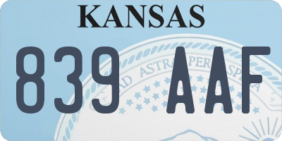 KS license plate 839AAF