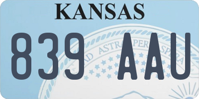 KS license plate 839AAU