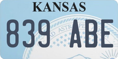 KS license plate 839ABE