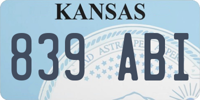 KS license plate 839ABI