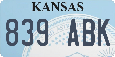 KS license plate 839ABK