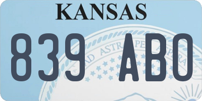 KS license plate 839ABO