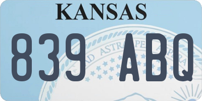 KS license plate 839ABQ