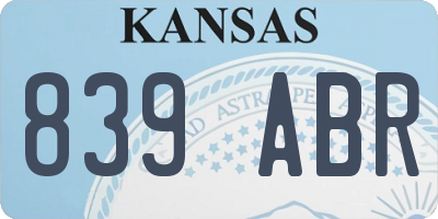 KS license plate 839ABR