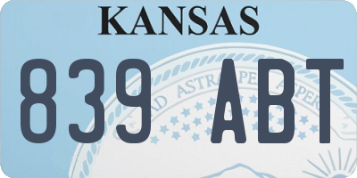 KS license plate 839ABT
