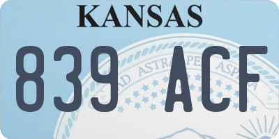 KS license plate 839ACF