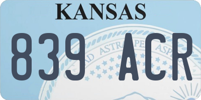 KS license plate 839ACR