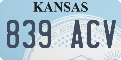 KS license plate 839ACV