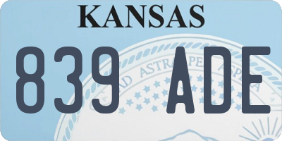 KS license plate 839ADE