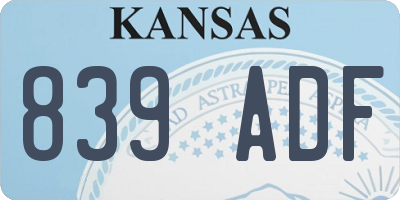 KS license plate 839ADF