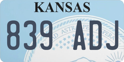 KS license plate 839ADJ