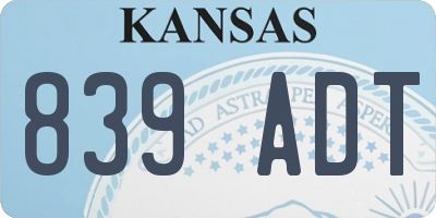 KS license plate 839ADT