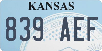 KS license plate 839AEF