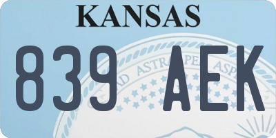 KS license plate 839AEK