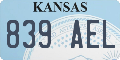KS license plate 839AEL