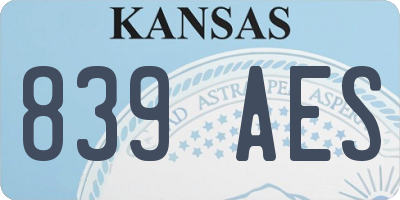 KS license plate 839AES