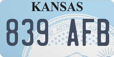 KS license plate 839AFB