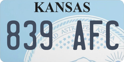 KS license plate 839AFC
