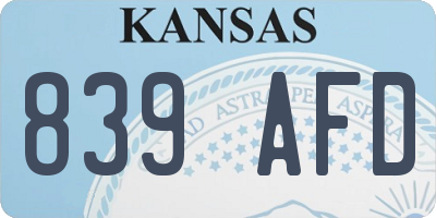 KS license plate 839AFD