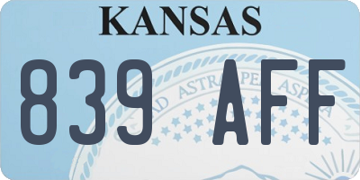 KS license plate 839AFF