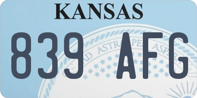 KS license plate 839AFG