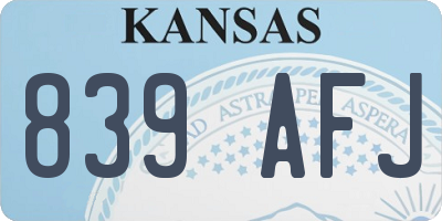KS license plate 839AFJ