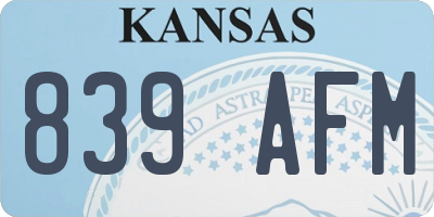 KS license plate 839AFM