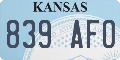 KS license plate 839AFO
