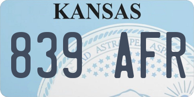 KS license plate 839AFR