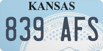 KS license plate 839AFS