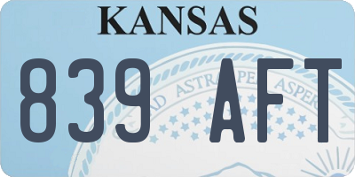 KS license plate 839AFT