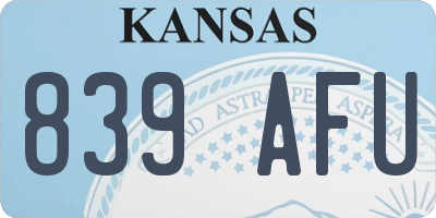 KS license plate 839AFU