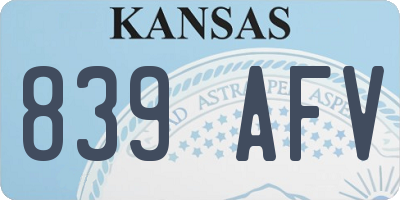 KS license plate 839AFV