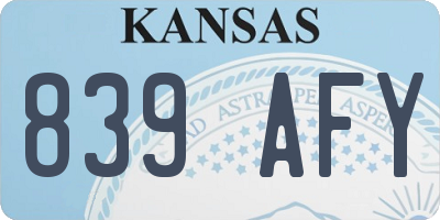 KS license plate 839AFY