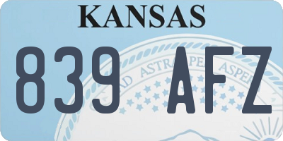 KS license plate 839AFZ