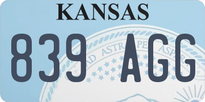 KS license plate 839AGG