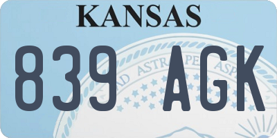 KS license plate 839AGK