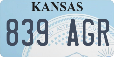 KS license plate 839AGR