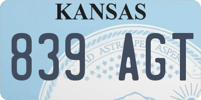 KS license plate 839AGT