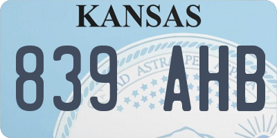 KS license plate 839AHB