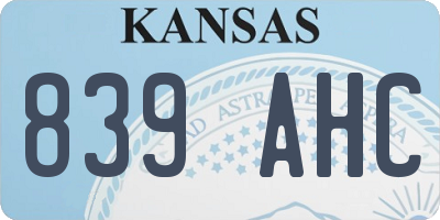 KS license plate 839AHC