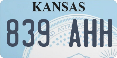 KS license plate 839AHH