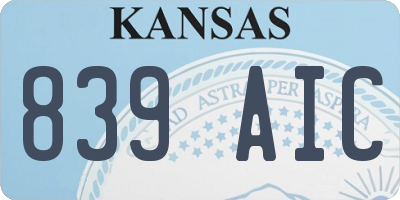 KS license plate 839AIC