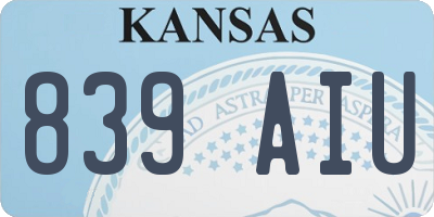 KS license plate 839AIU