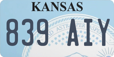 KS license plate 839AIY