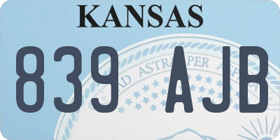 KS license plate 839AJB