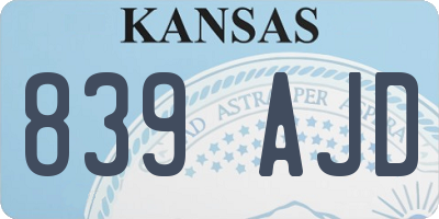 KS license plate 839AJD